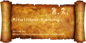 Mihalidesz Kaplony névjegykártya